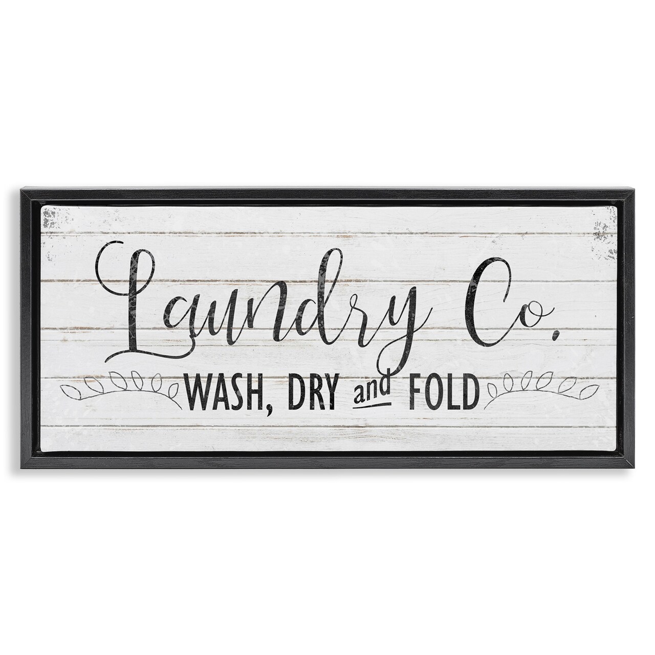 Stupell Industries Laundry Wash Dry & Fold Framed Floater Canvas Wall Art